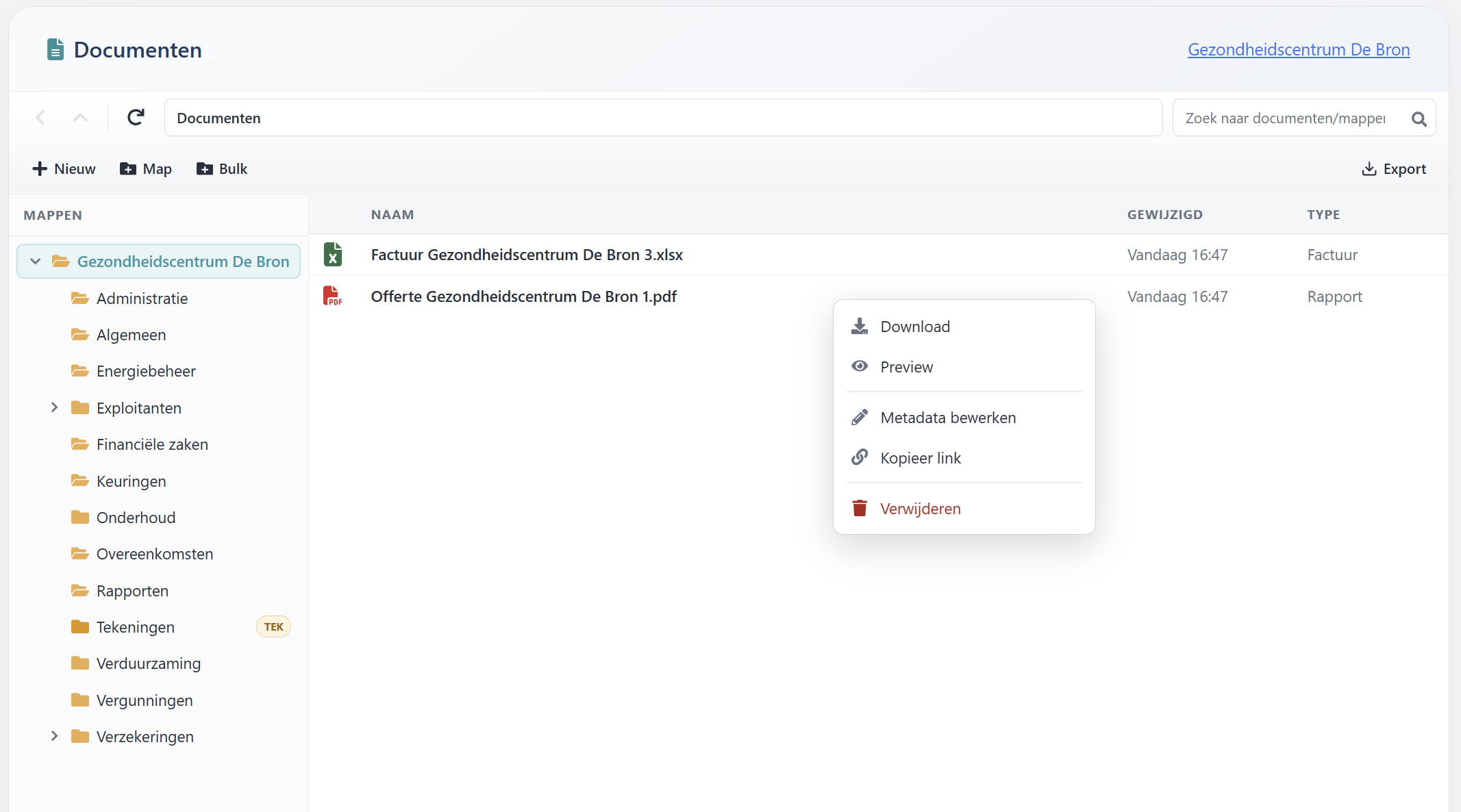 VMS — Documentenbeheer met versiecontrole per vastgoedobject