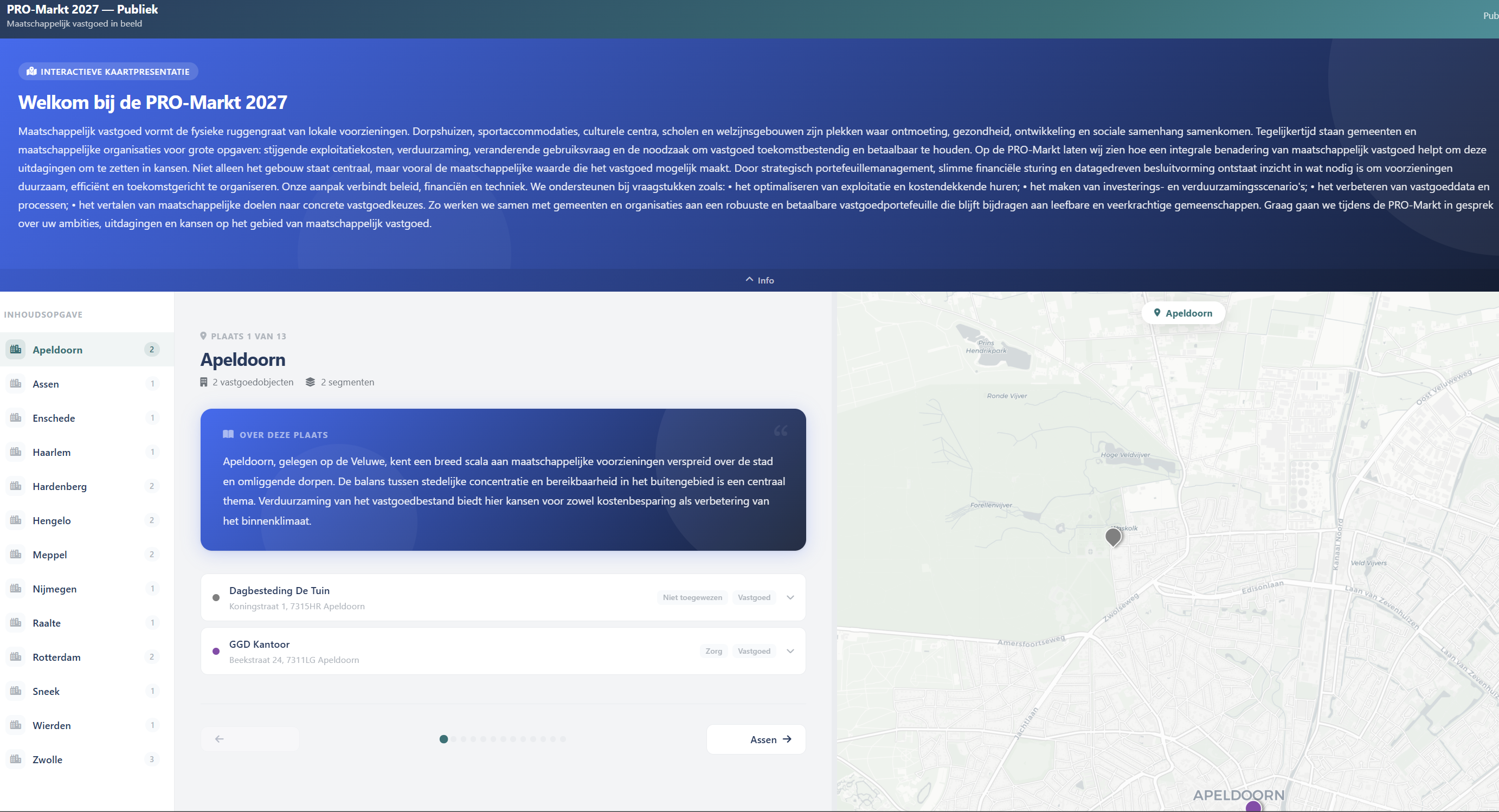 VMS — interactieve portefeuillekaart met alle vastgoed- en grondobjecten